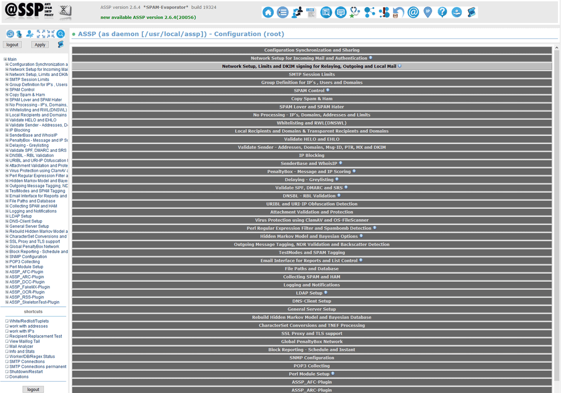 ASSP web Interface