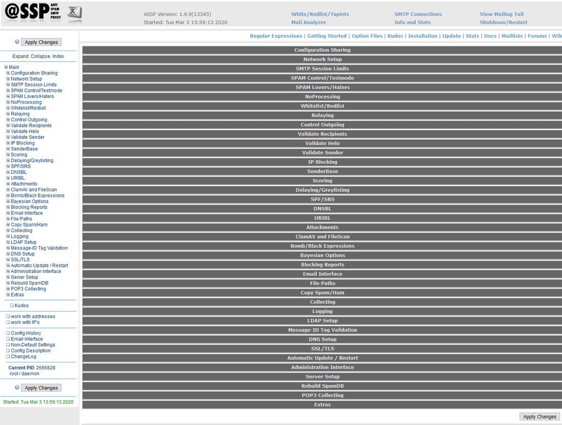 ASSP v1 web Interface