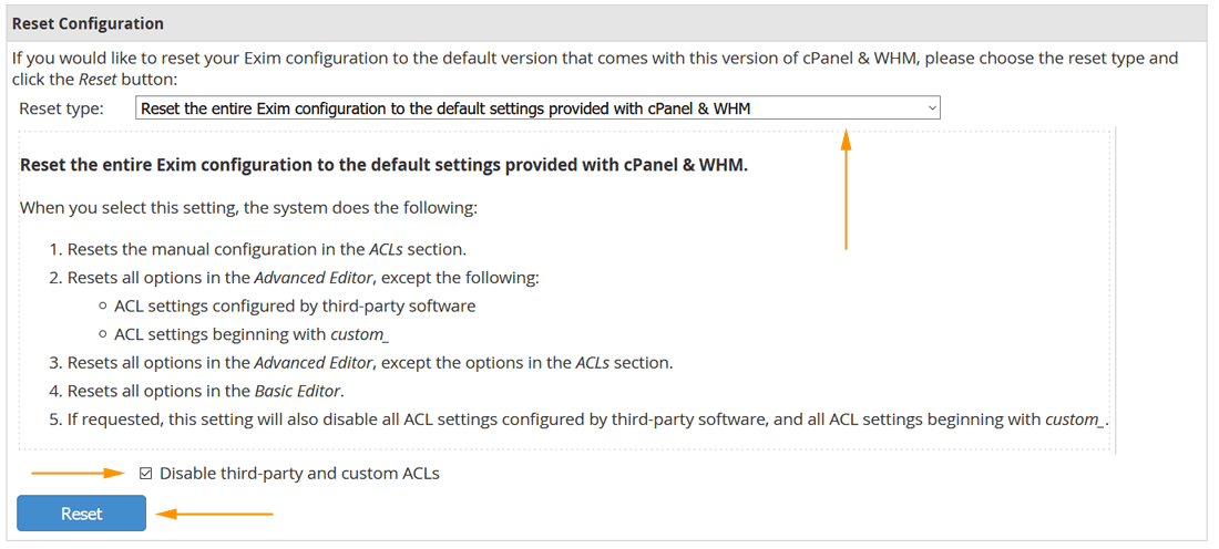 reset EXIM to default